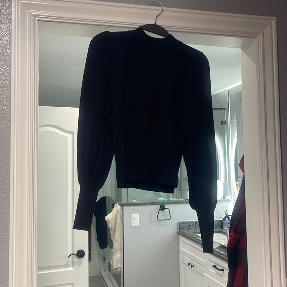Express black mock turtleneck with puffy sleeves